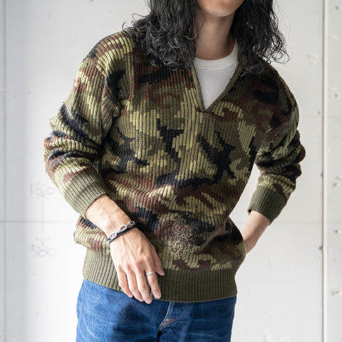 around 1980s Italy camouflage pattern skipper knit