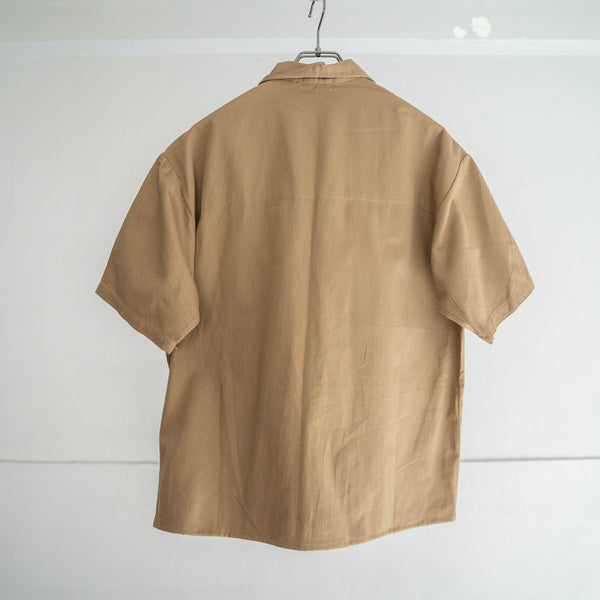 1970s Italy brown cotton work short sleeve shirt 'dead stock' -remake-