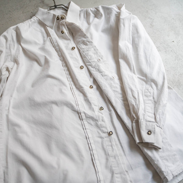 around 1970s Europe white linen shirt -antique look-