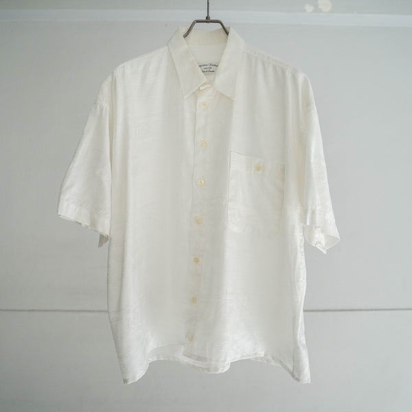 around 1990s Germany white sheer woven short sleeve shirt -remake-