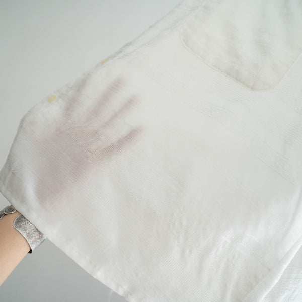 around 1990s Germany white sheer woven short sleeve shirt -remake-