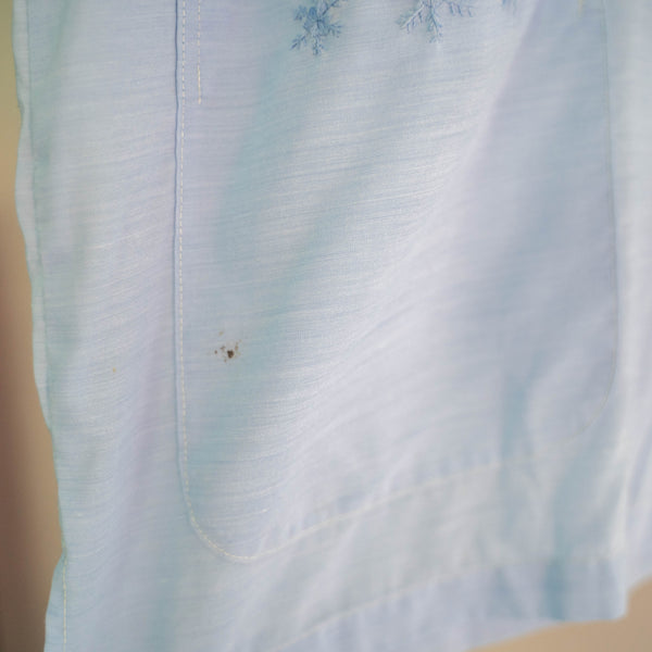 1970s light blue cuba shirt -hand embroidery-