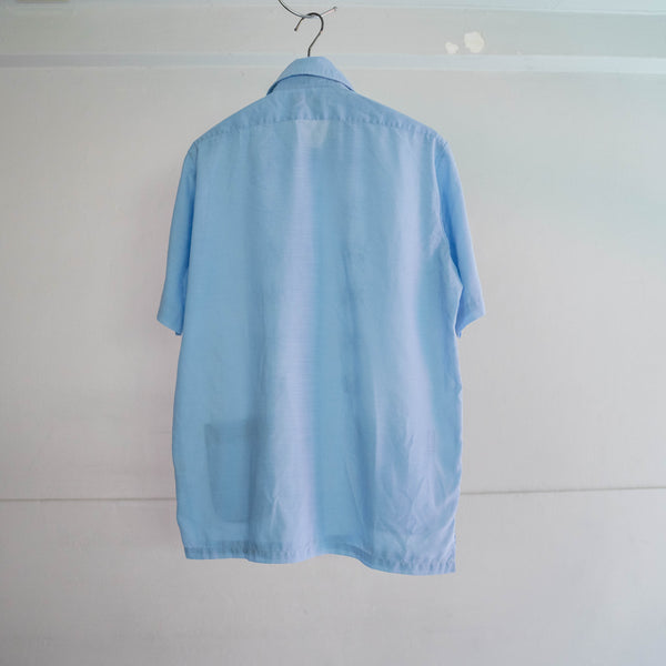 1970s light blue cuba shirt -hand embroidery-