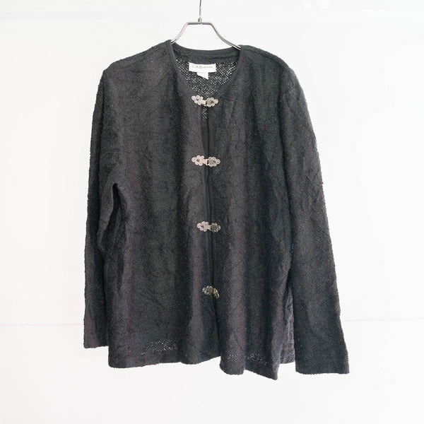 1990s black knit cardigan -good front design-