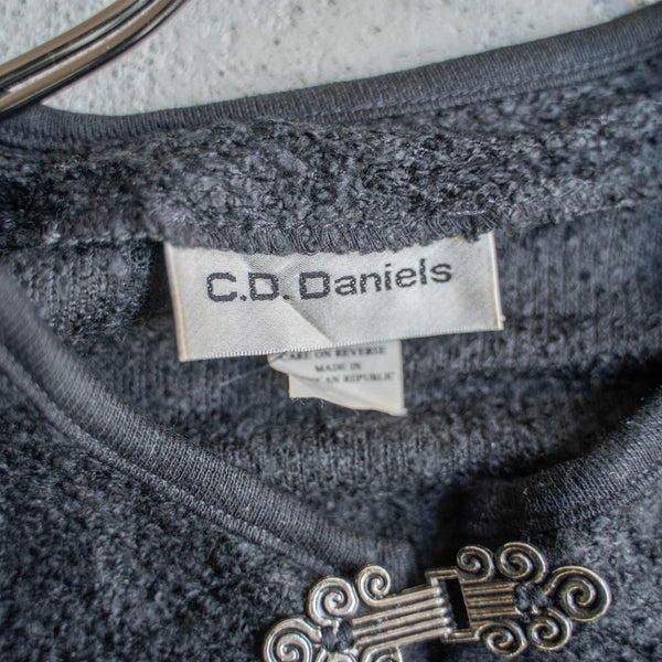 1990s black knit cardigan -good front design-
