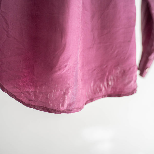 1990s dark purple silk 100 shirt -with flap pocket-