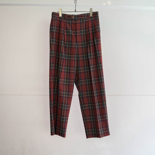 2000s red based check slacks -light weight-