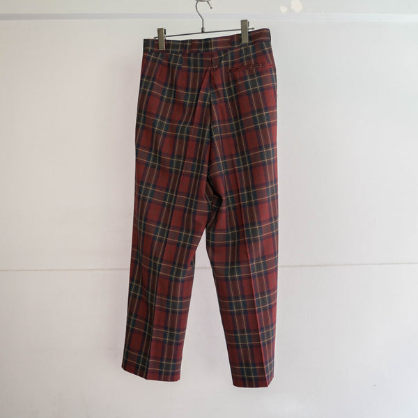 2000s red based check slacks -light weight-