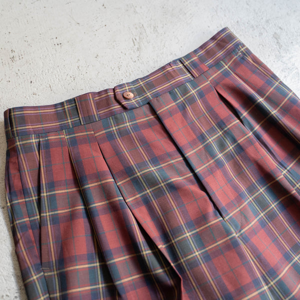 2000s red based check slacks -light weight-