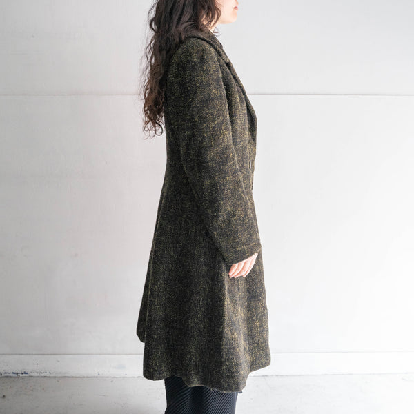 around 1980s Germany black × yellow wool long coat