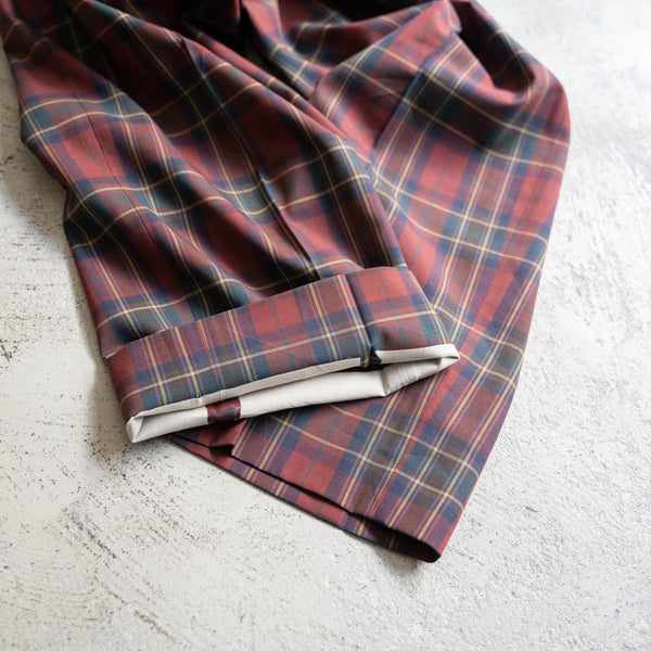 2000s red based check slacks -light weight-
