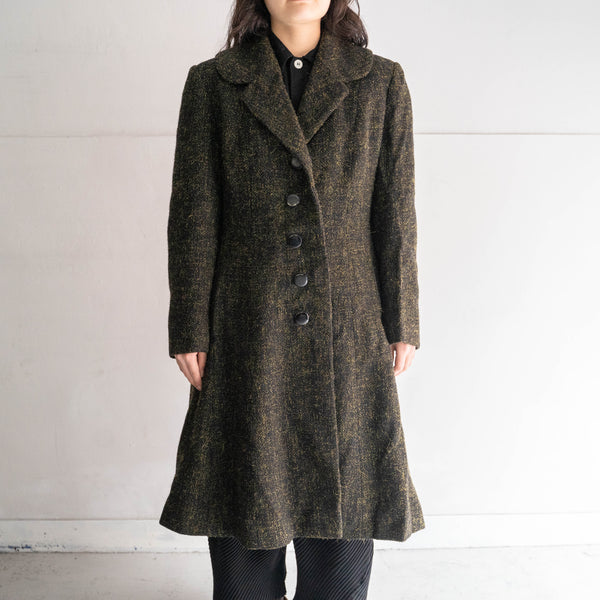 around 1980s Germany black × yellow wool long coat