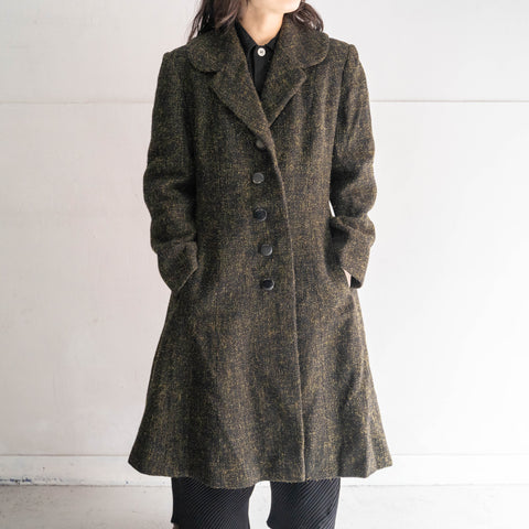 around 1980s Germany black × yellow wool long coat