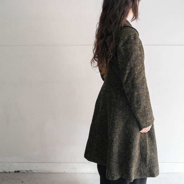 around 1980s Germany black × yellow wool long coat