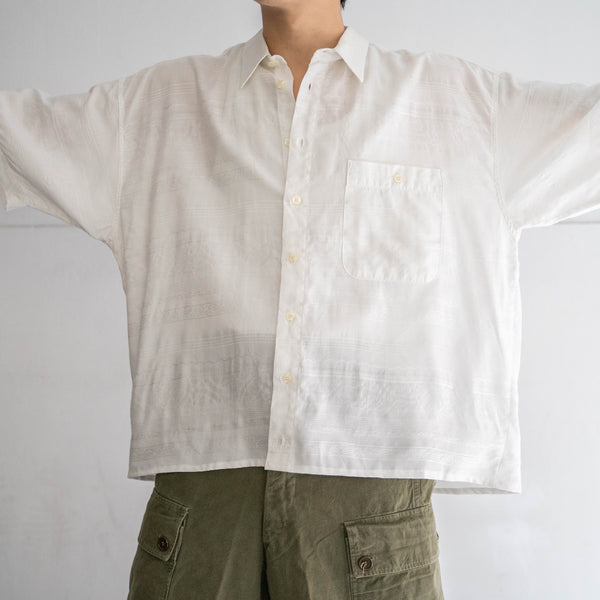 around 1990s Germany white sheer woven short sleeve shirt -remake-