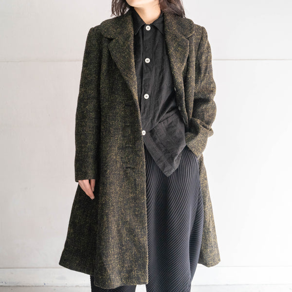 around 1980s Germany black × yellow wool long coat