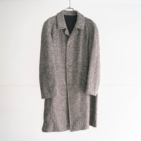 around 1970s France gray color herring bone weave tweed coat