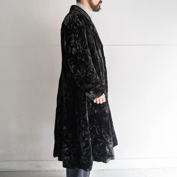 1980-90s British black color velor long coat