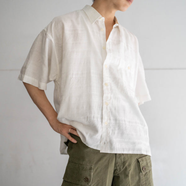 around 1990s Germany white sheer woven short sleeve shirt -remake-