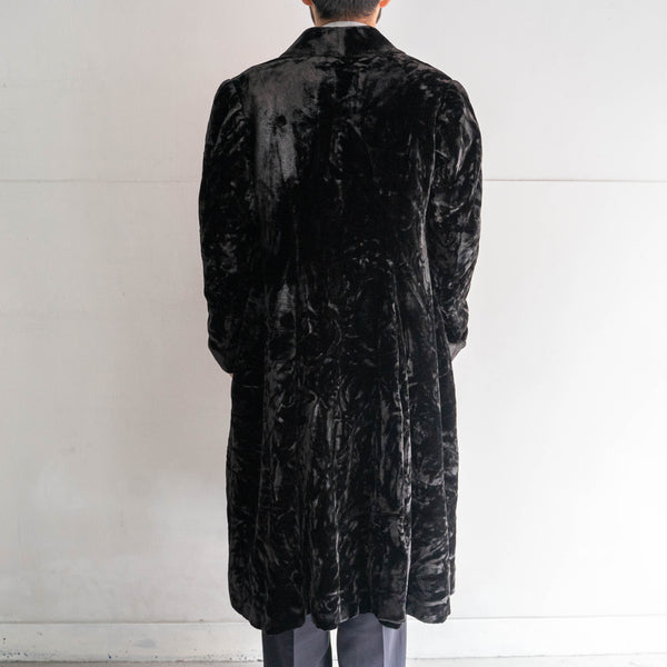 1980-90s British black color velor long coat