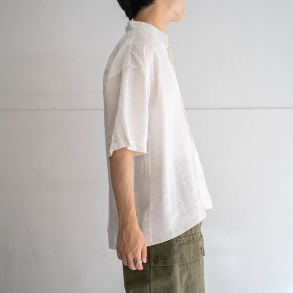around 1990s Germany white sheer woven short sleeve shirt -remake-