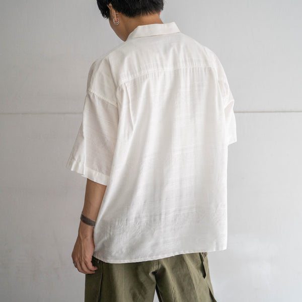 around 1990s Germany white sheer woven short sleeve shirt -remake-