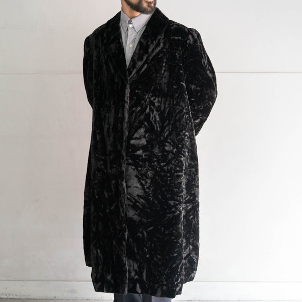 1980-90s British black color velor long coat