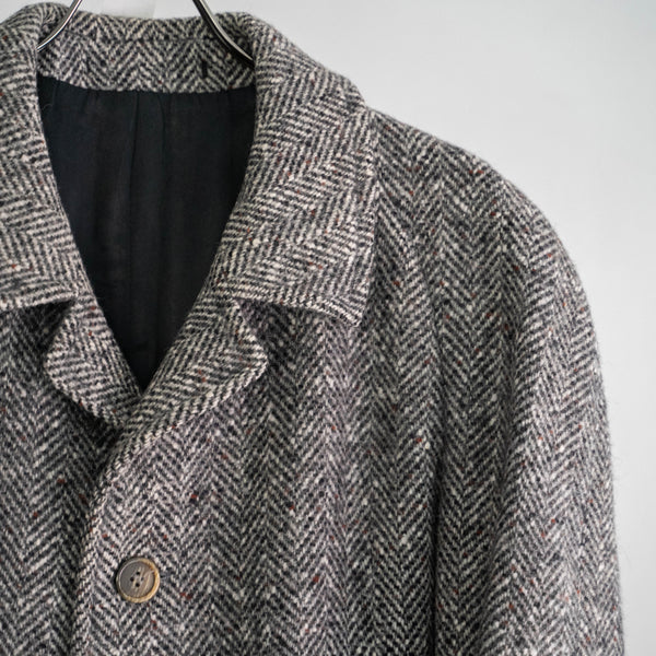 around 1970s France gray color herring bone weave tweed coat