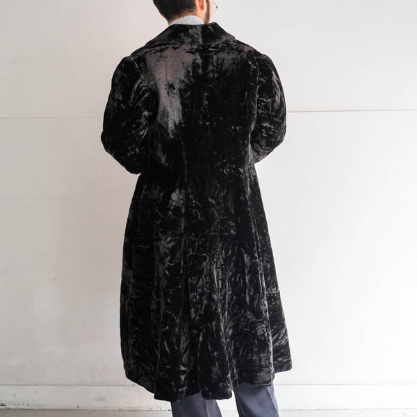 1980-90s British black color velor long coat