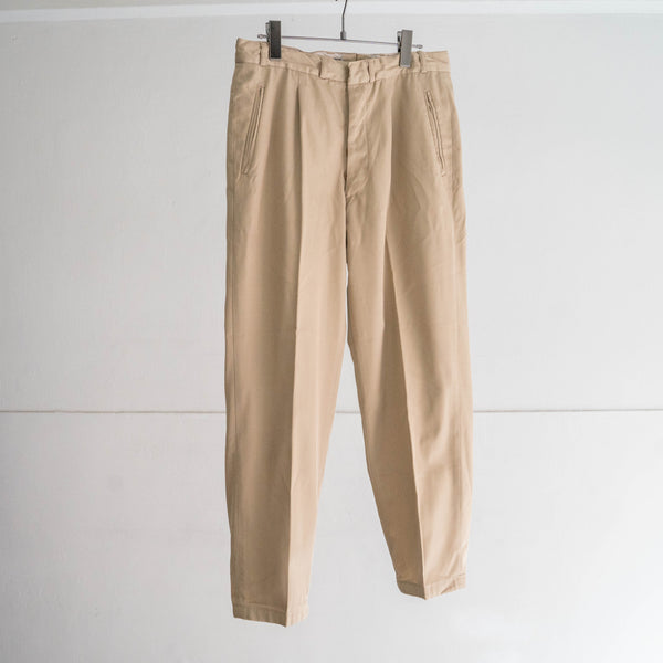 around 1970s German military cotton × poly one tuck chino trousers