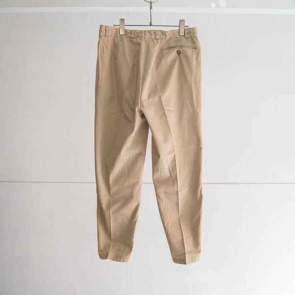 around 1970s German military cotton × poly one tuck chino trousers