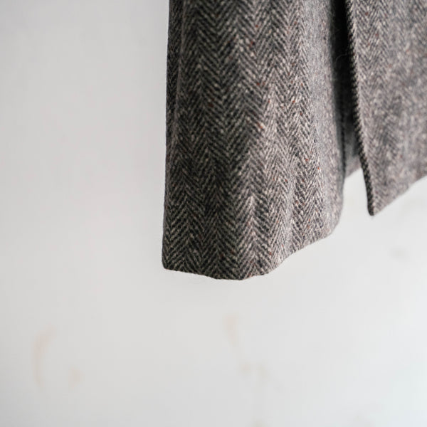 around 1970s France gray color herring bone weave tweed coat