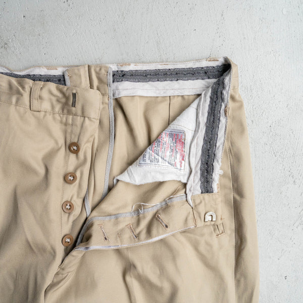 around 1970s German military cotton × poly one tuck chino trousers