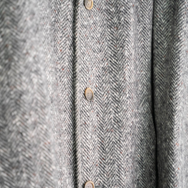 around 1970s France gray color herring bone weave tweed coat