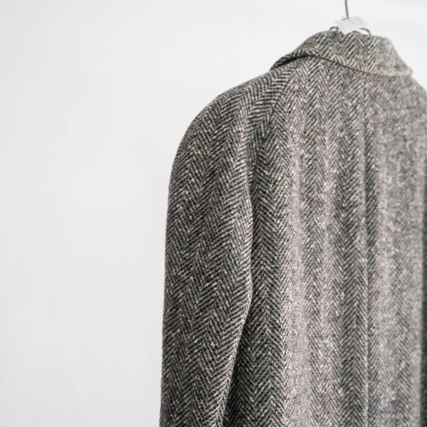 around 1970s France gray color herring bone weave tweed coat