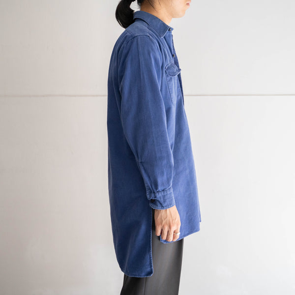 1960-70s France 'Kidur' blue twill grandpa shirt