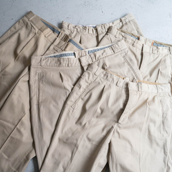 around 1970s German military cotton × poly one tuck chino trousers