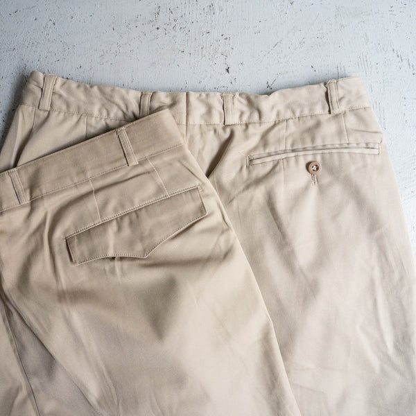 around 1970s German military cotton × poly one tuck chino trousers