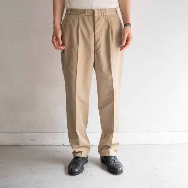 around 1970s German military cotton × poly one tuck chino trousers