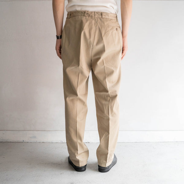 around 1970s German military cotton × poly one tuck chino trousers