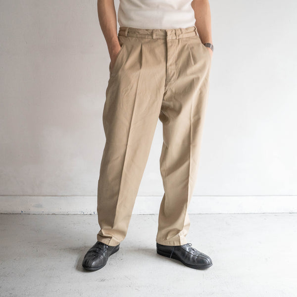 around 1970s German military cotton × poly one tuck chino trousers