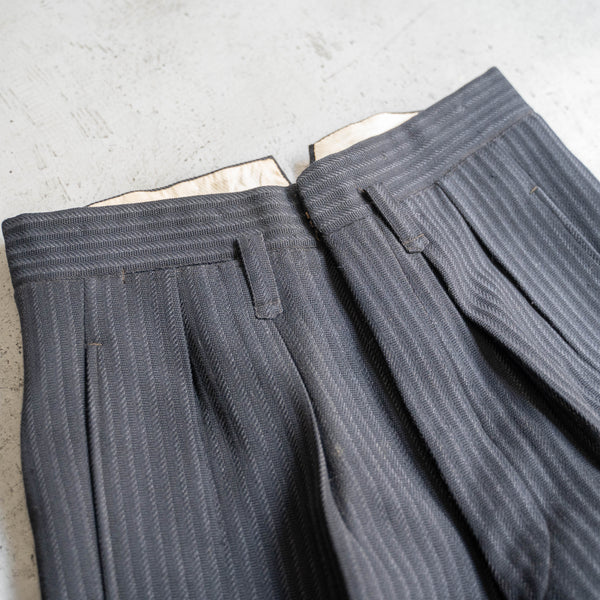 1950-60s Japan vintage black stripe wool pants -great fabric-