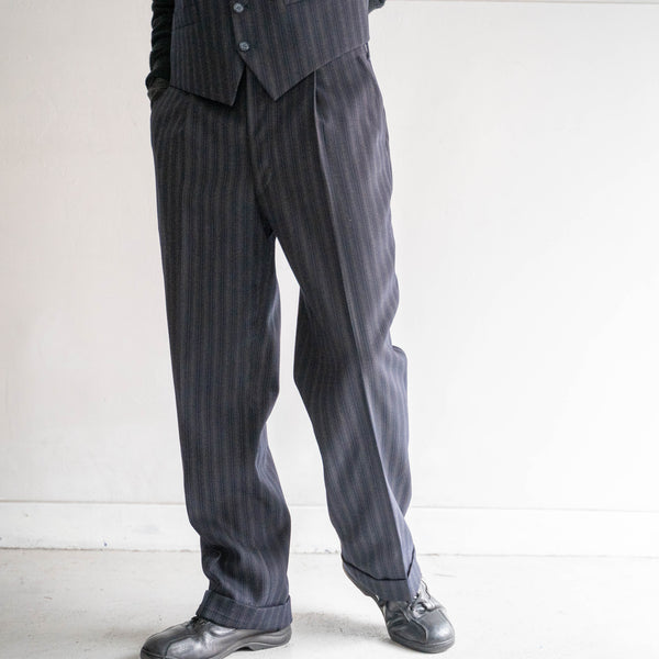 1960-70s Japan vintage dark navy base stripe slacks