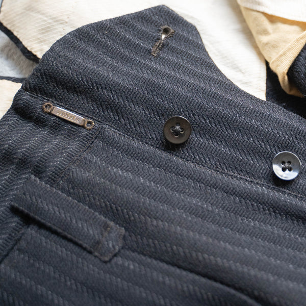 1950-60s Japan vintage black stripe wool pants -great fabric-