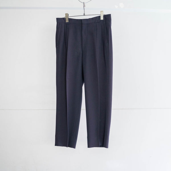 1990s Japan vintage dark navy 2 tuck slacks -light weight-