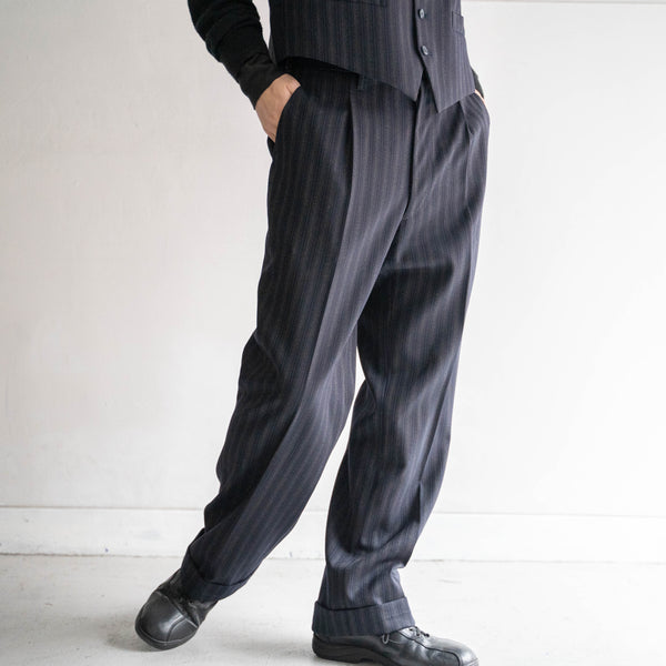 1960-70s Japan vintage dark navy base stripe slacks