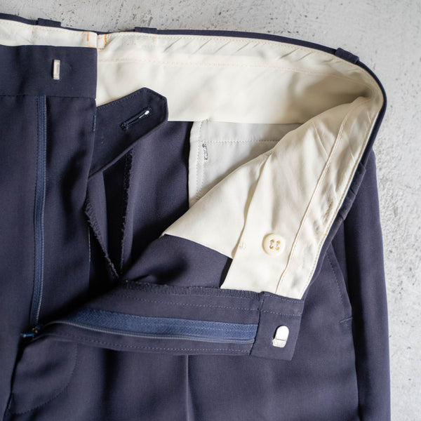 1990s Japan vintage dark navy 2 tuck slacks -light weight-