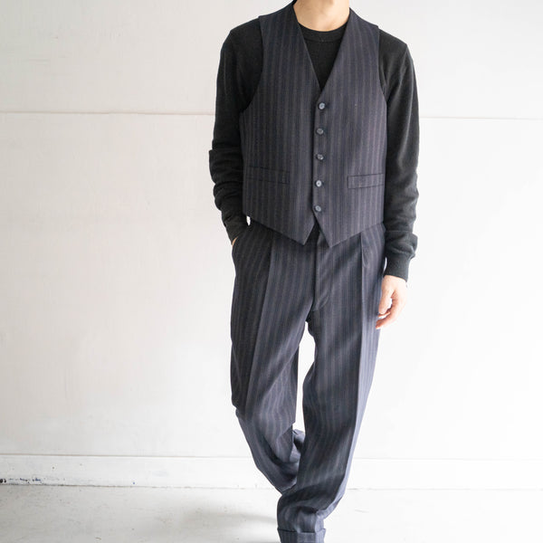 1960-70s Japan vintage dark navy base stripe slacks