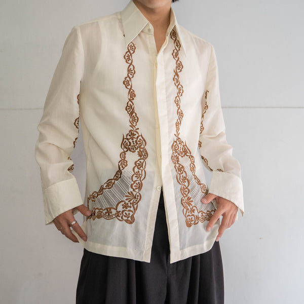 around 1970s ivory embroidery l/s shirt