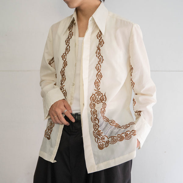 around 1970s ivory embroidery l/s shirt